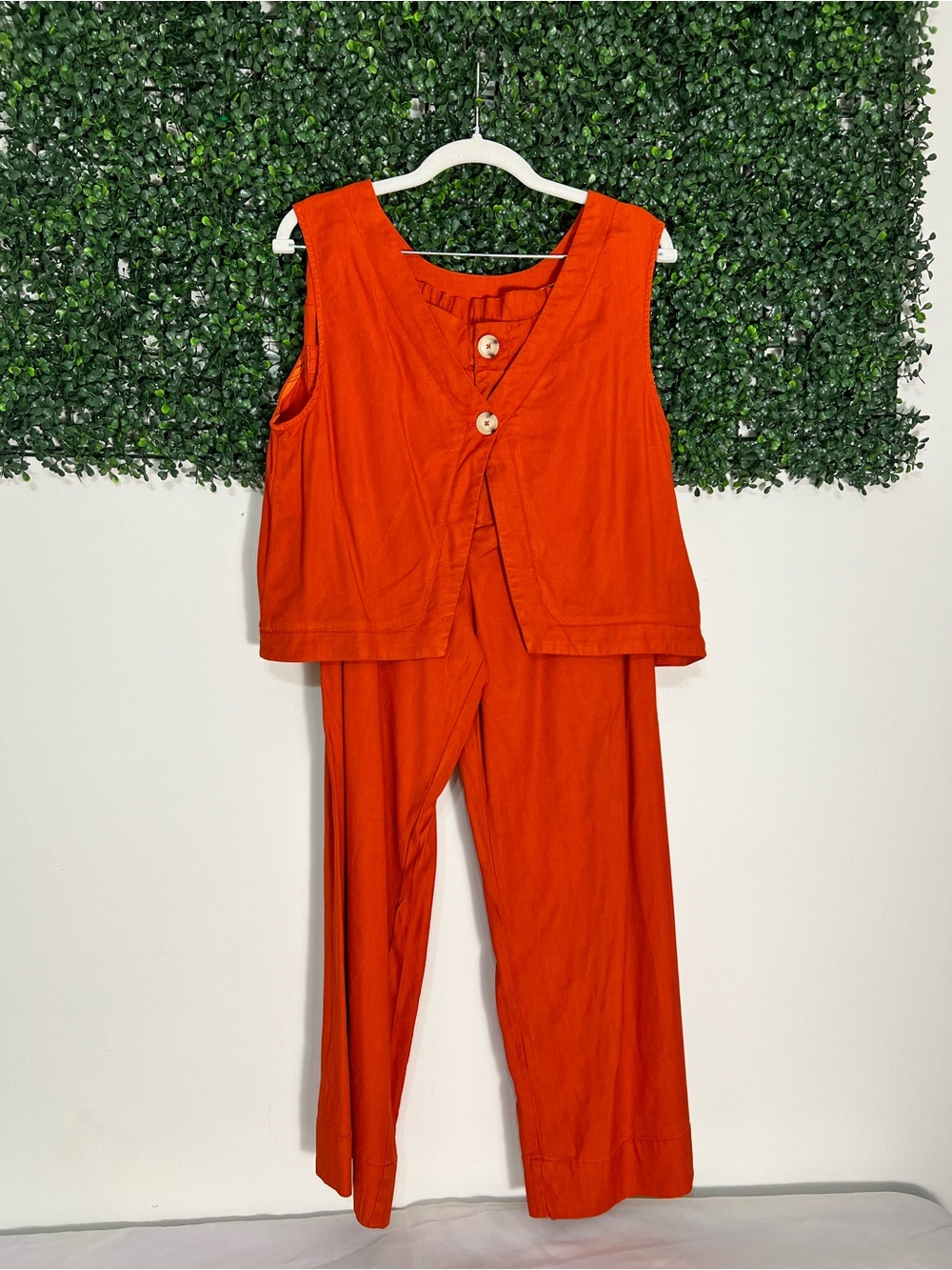 Maeve by Anthropologie 2 Piece Set Orange Linen Size Medium